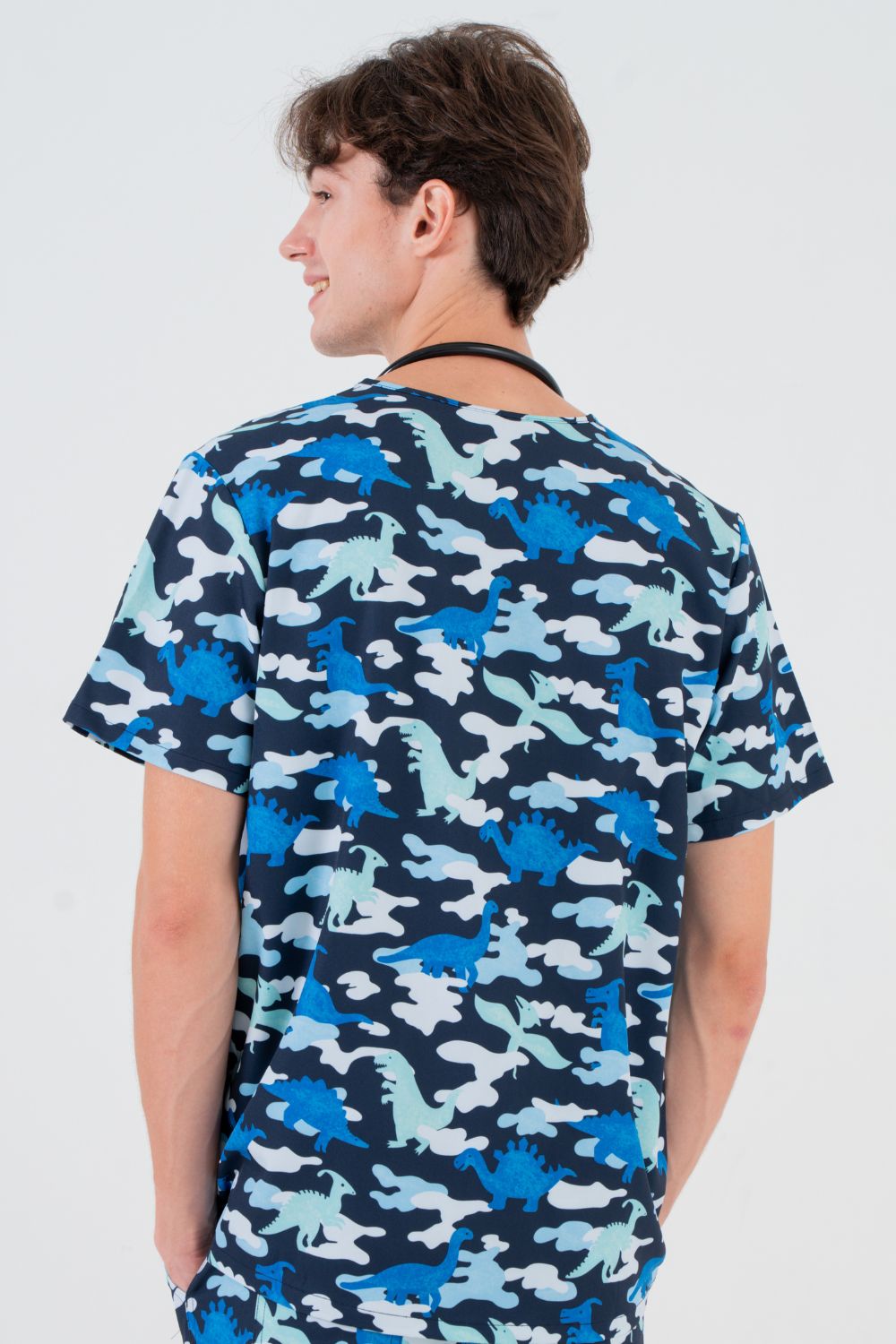 Camosaurus Rex Men's 3-Pocket Scrub Top