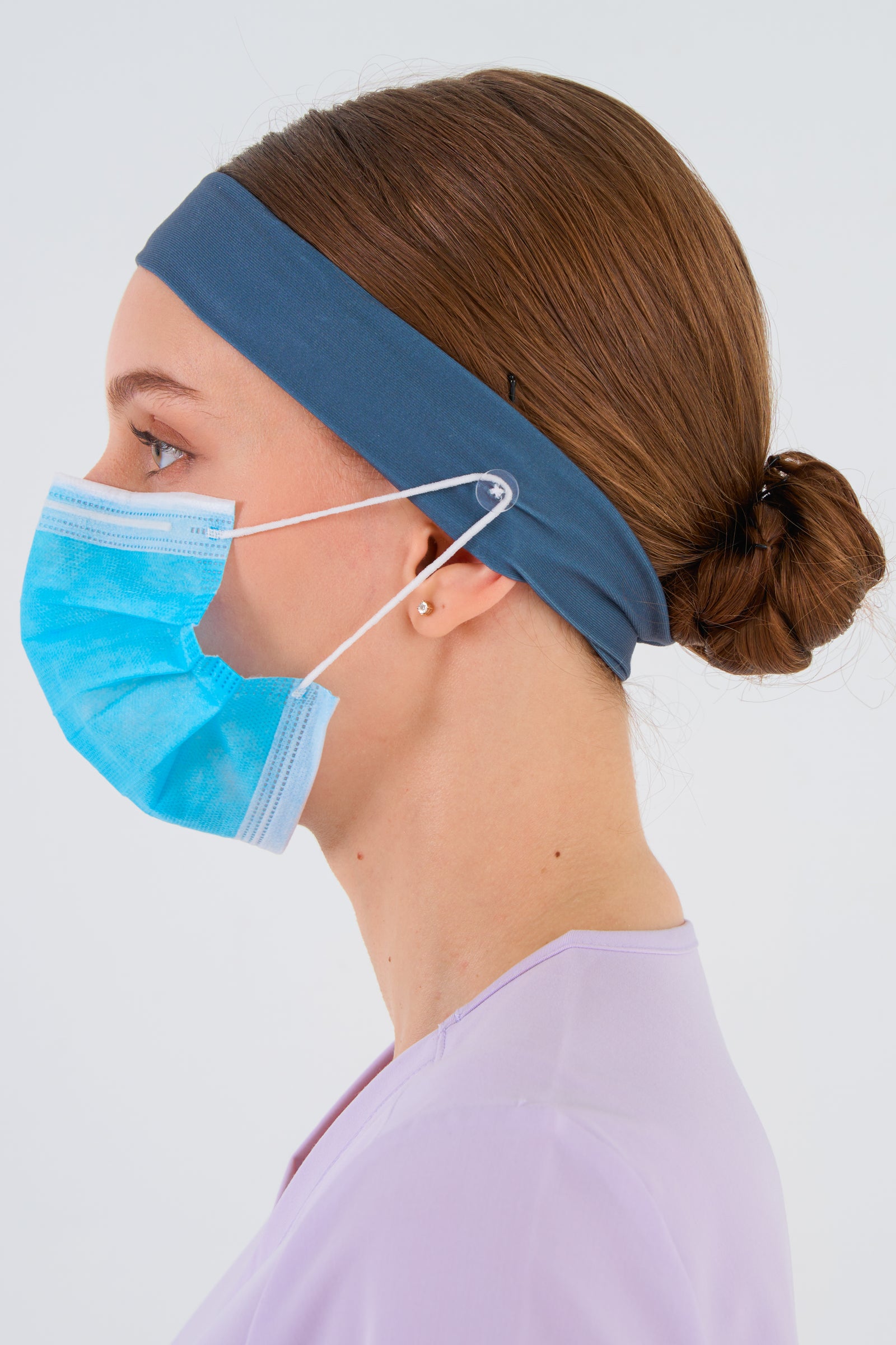 Cool Gray Headband and Mask Holder