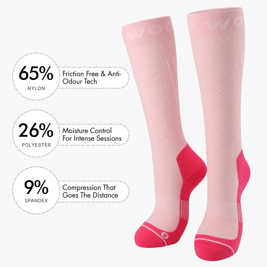 Performance Compression Socks, Pink and Fluro Pink