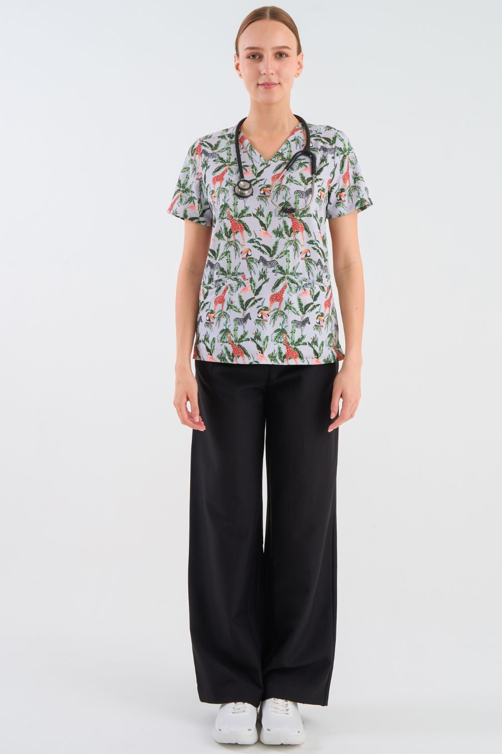 Wild Beauty Women's 3-Pocket Scrub Top
