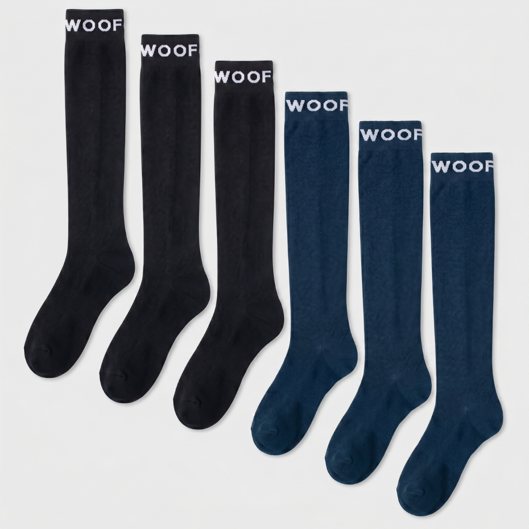 Black & Caribbean Blue Bamboo Compression Socks 6 Pack