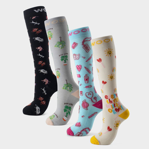 Positive Vibes Bamboo Compression Socks 4 Pack