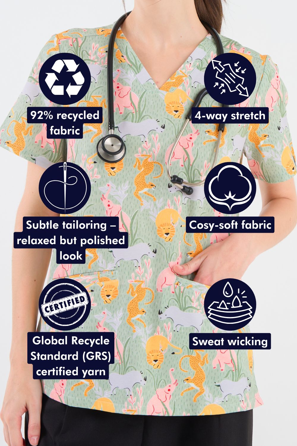 Wild Savanna Women's 3-Pocket Scrub Top