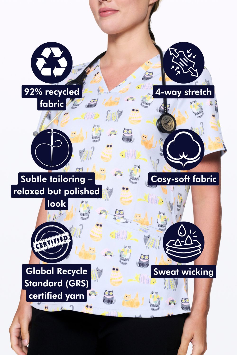 Cool Cats Women’s 3-Pocket Scrub Top