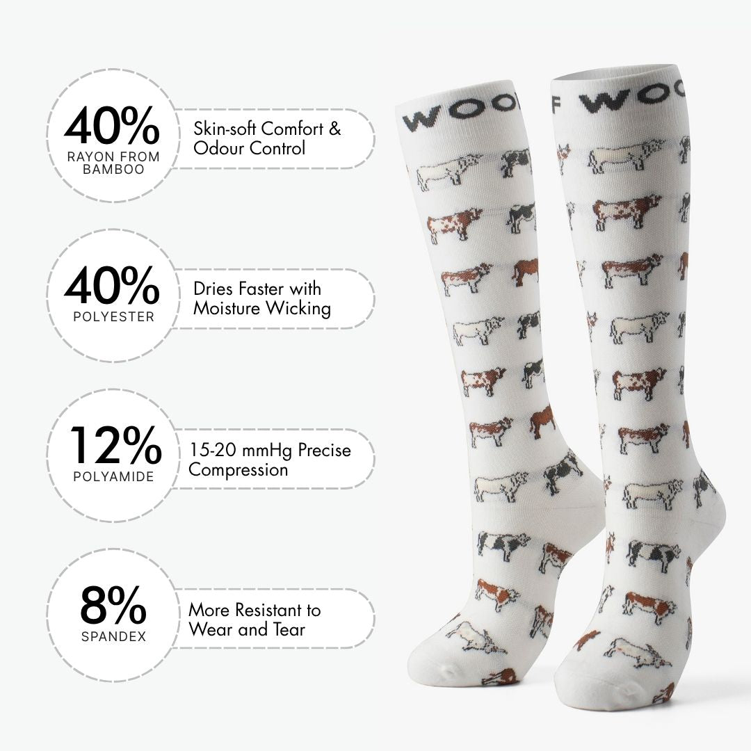 Cows Bamboo Compression Socks