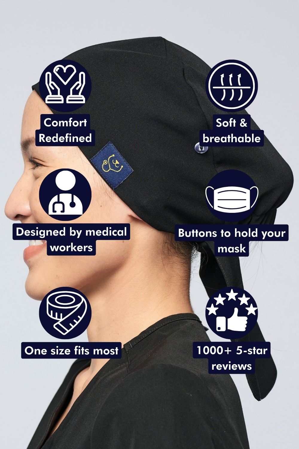Perfect Match Sweat-Wicking Scrub Cap — Black