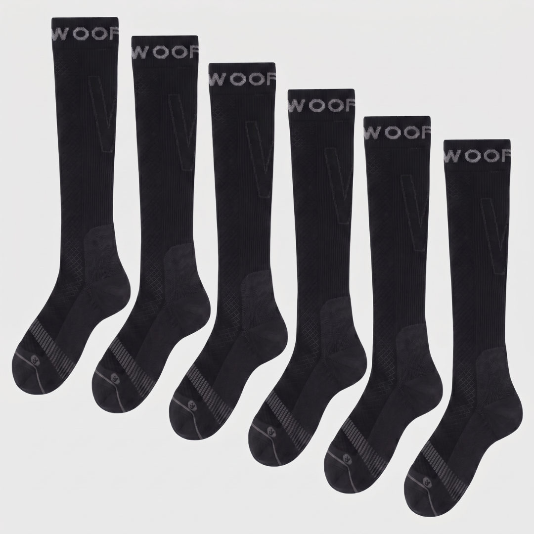 Black Performance Compression Socks 6 Pack