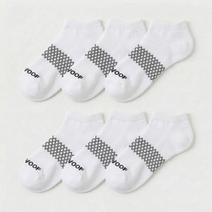 White Bamboo Ankle Compression Socks 6 Pack - S
