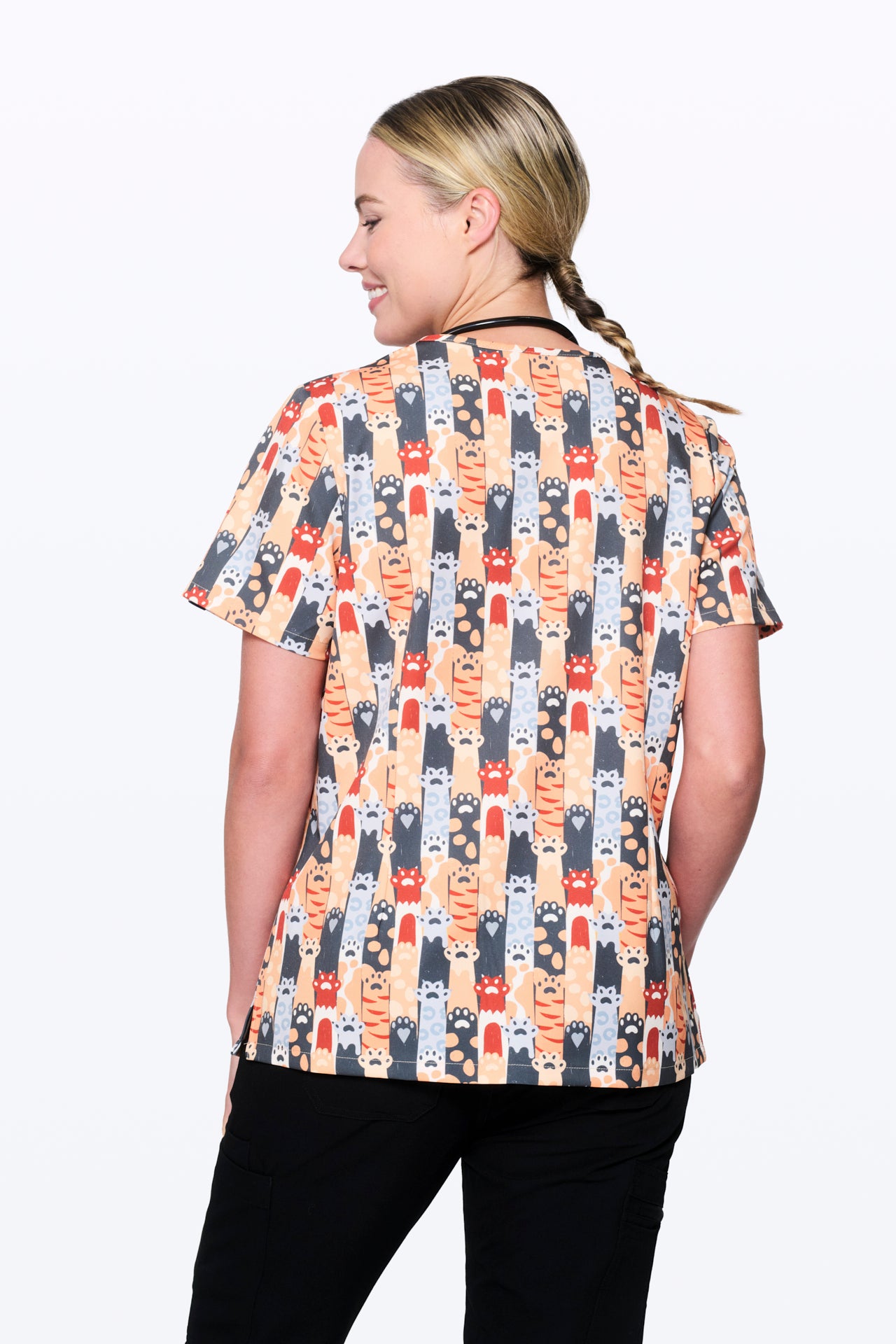 Paw Print Women’s 3-Pocket Scrub Top
