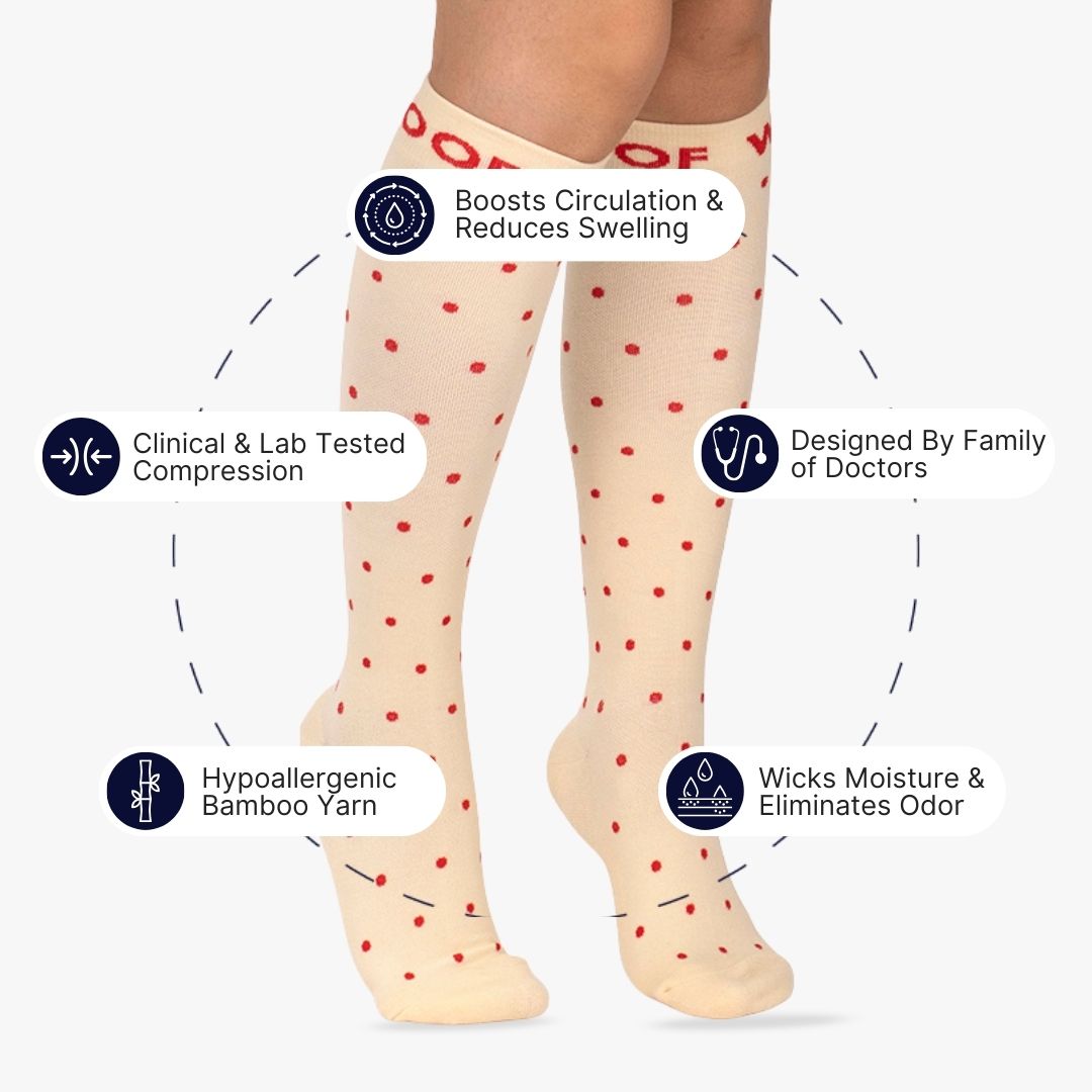 Polka Dots Bamboo Compression Socks