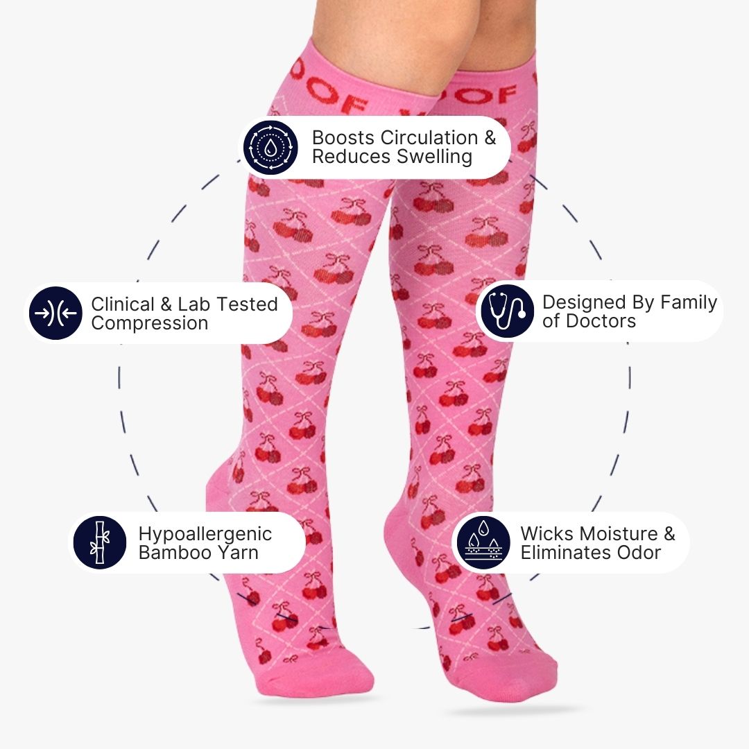 Very Cherry Bamboo Compression Socks