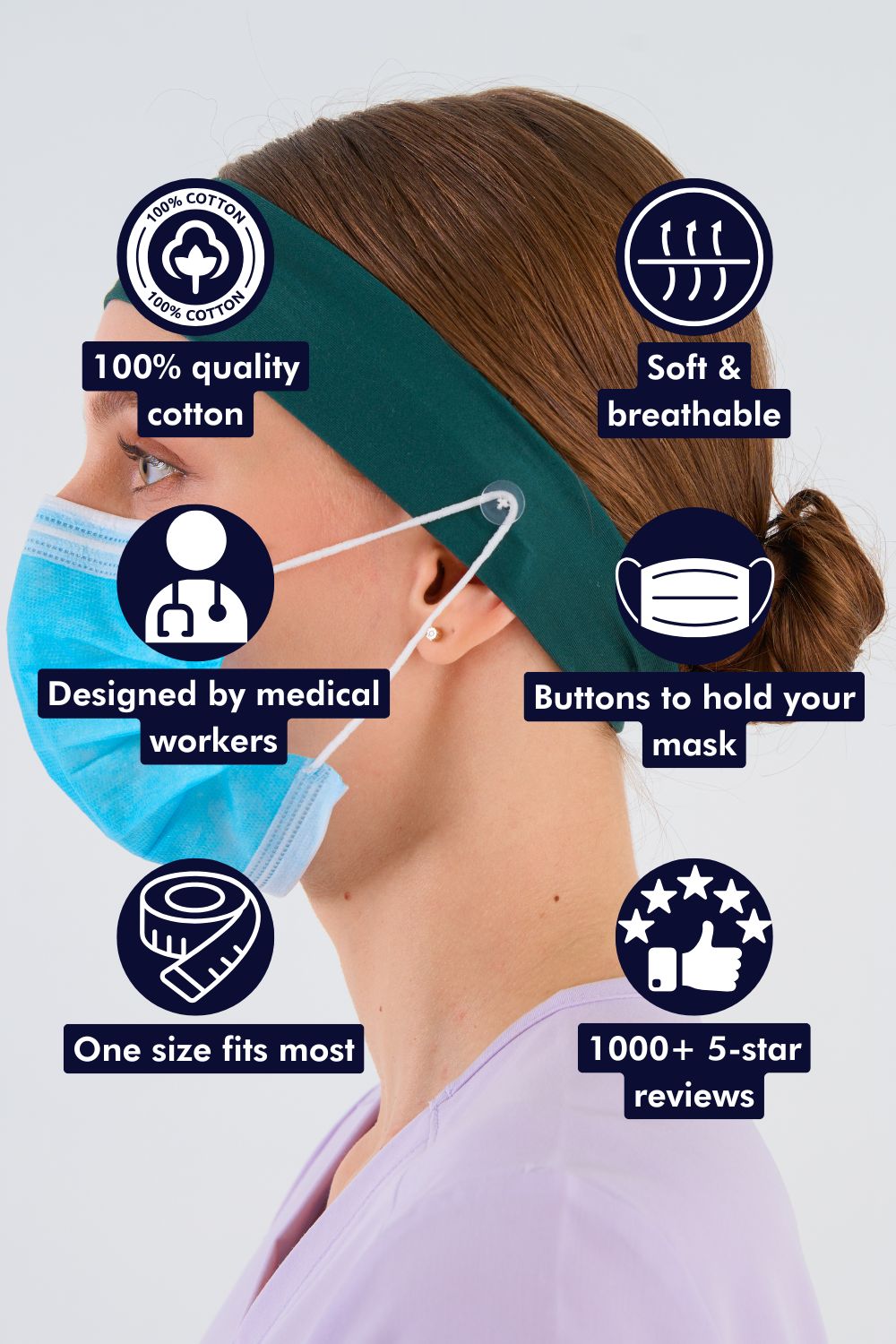 Fern Green Headband and Mask Holder