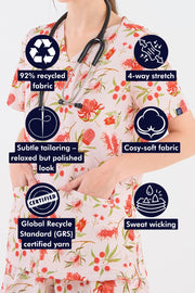 Bushland Blooms Women’s 3-Pocket Scrub Top