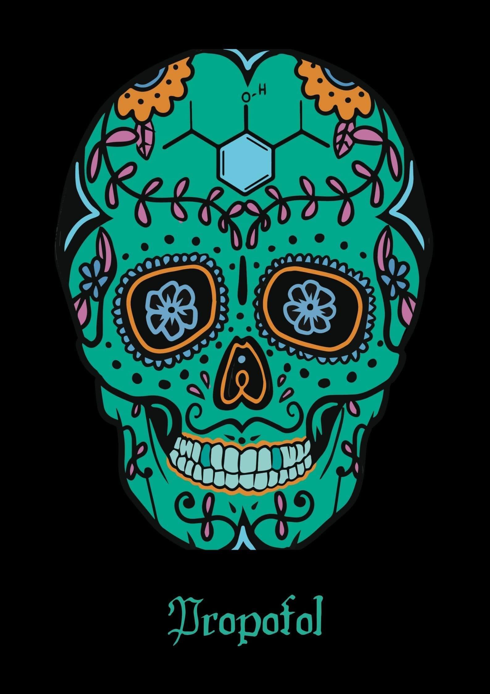 Dr. Woof Sugar Skulls Anesthesia Surgical Scrub Cap Design 